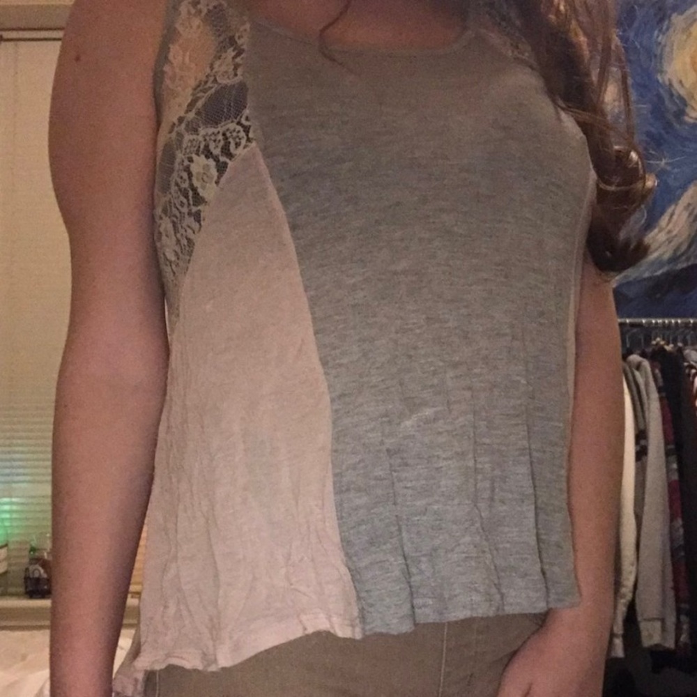 Gray lace tank